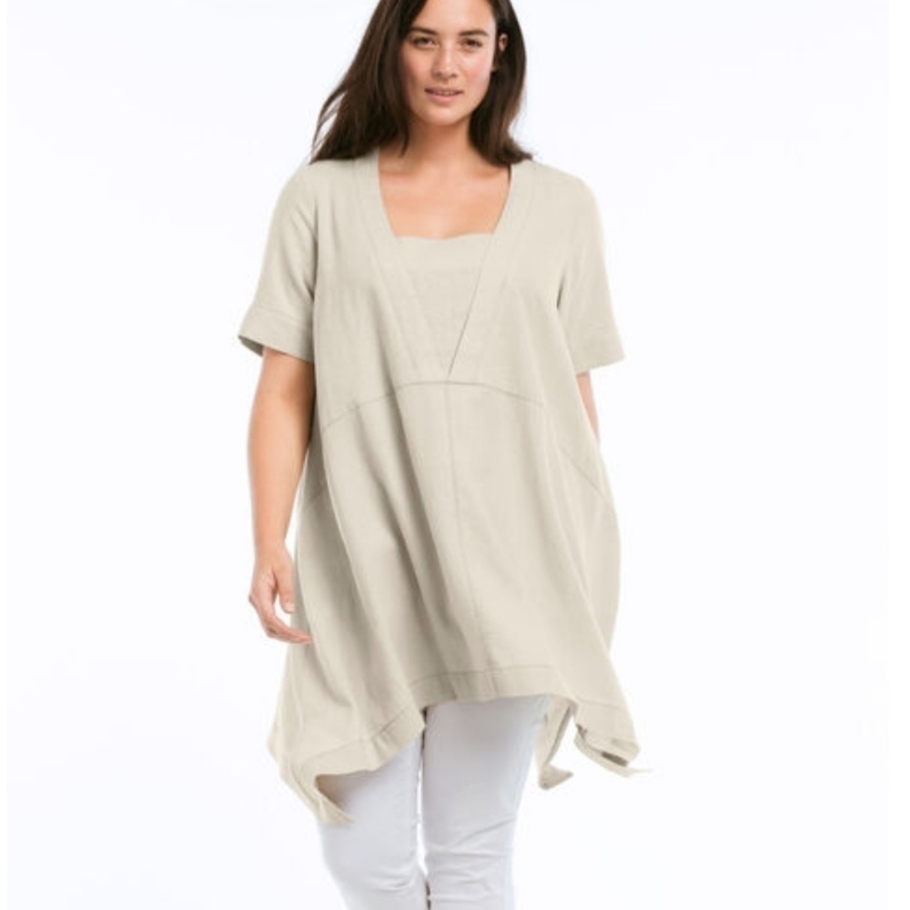 Ellos linen-Blend hanky hem tunic size 22/24